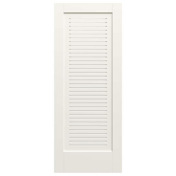 JELD-WEN 30 in. x 80 in. 1 Panel Solid Core White Primed MDF Wood Interior Door Slab with Full Modern Ventilated Panel Louver
