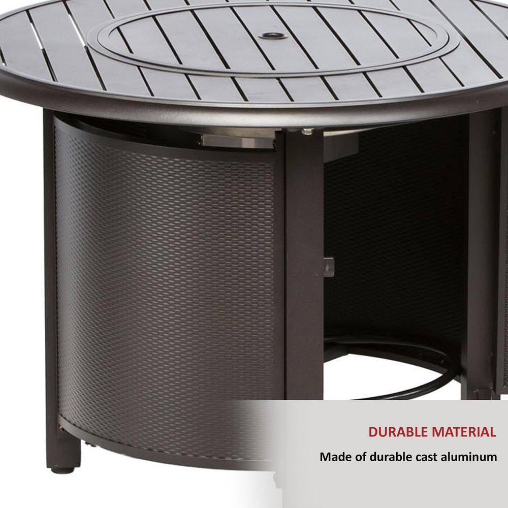 Black 36" Round Aluminum Gas Fire Pit Table