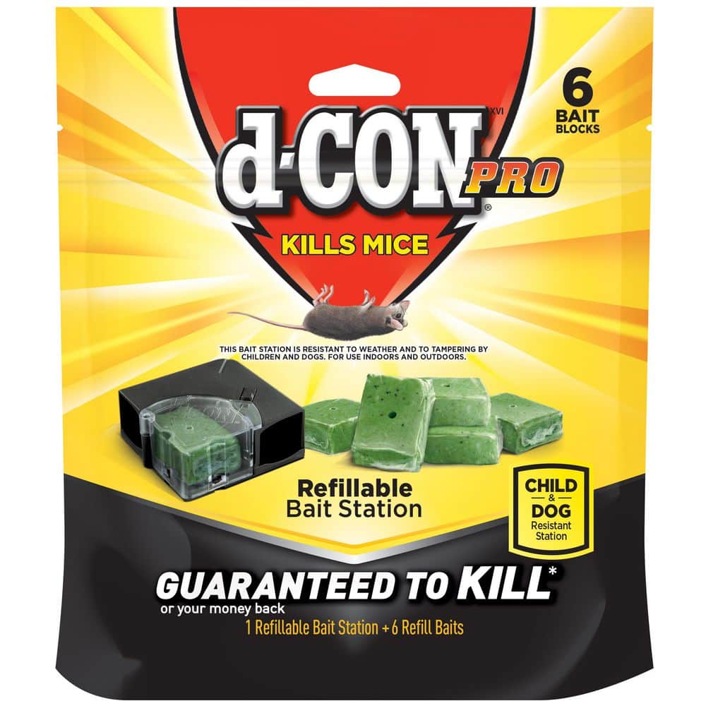 Refillable Corner Fit Mouse Bait Station, 1 Trap + 6 Baits
