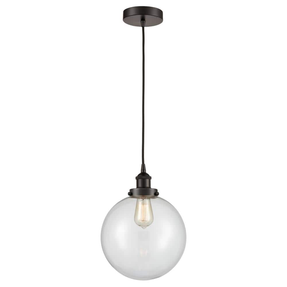Edison Mini Globe Pendant Light in Matte Black with Clear Shade