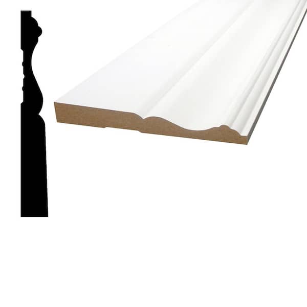 1/2 in. D x 4-1/4 in. W x 84 in. L MDF Primed White Baseboard Moulding Pack (4-Pack)