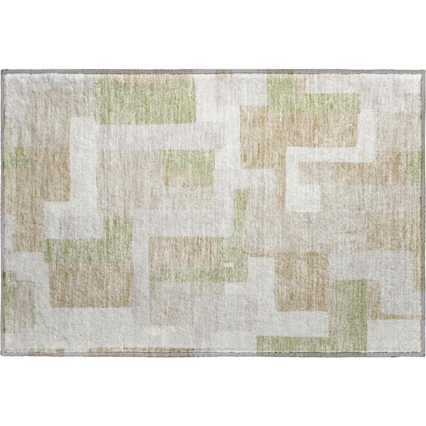 Addison Rugs Mayfield Premium Machine Washable Abstract AMF955 Beige 1 ft. 8 in. x 2 ft. 6 in. Area Rug