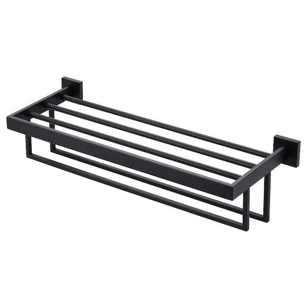 AVITAS 24 in. Stainless Steel Wall Mounted Towel Rack with Double Towel Bars for Bathroom in Matte Black
