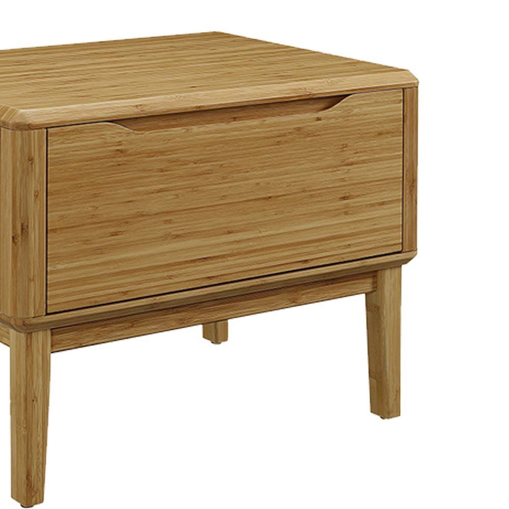 Eco-Friendly Caramelized Bamboo Nightstand with 1 Drawer