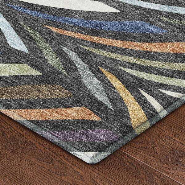 Mayfield Premium Machine Washable Abstract AMF2475 Charcoal 2 ft. x 3 ft. Accent Rug