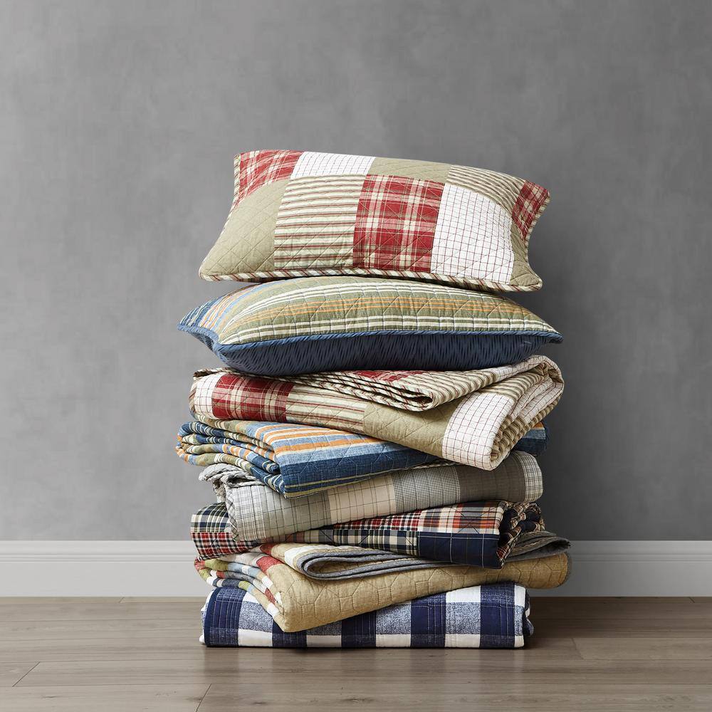 Boulder Green Cotton Twin Quilt Set with Sham