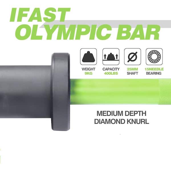 Tidoin 4 ft. Green Stainless Steel Olympic Barbell Bar for 2 Tidoin 4 ft. Green Stainless Steel Olympic Barbell Bar for 2