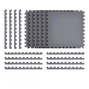 Gray 24 in. x 24 in. x 0.47 in. Foam Garage Flooring Interlocking Mat (6-Pack)