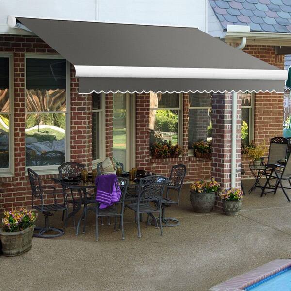 Awntech 14 Ft Key West Full Cassette Left Motorized Retractable Awning 120 In Projection Gray Fl14 G The Home Depot