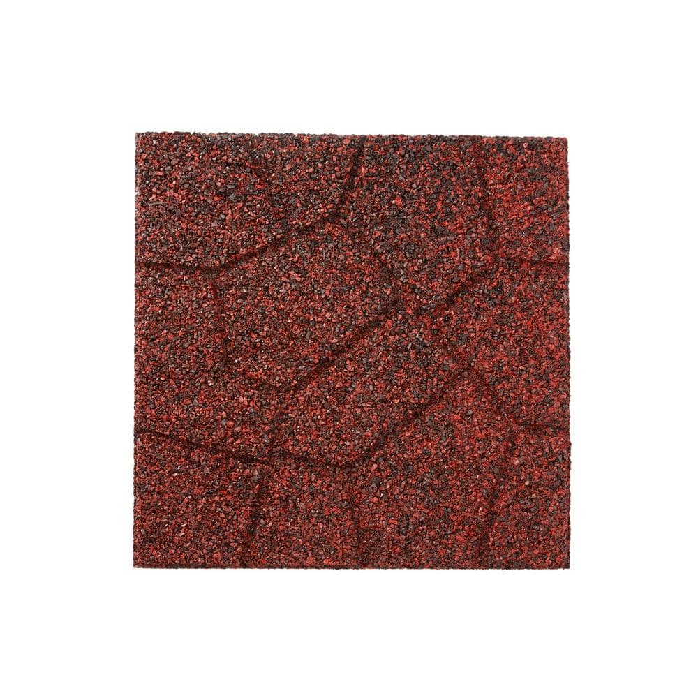 16" Dual-Sided Red and Black Recycled Rubber Patio Pavers