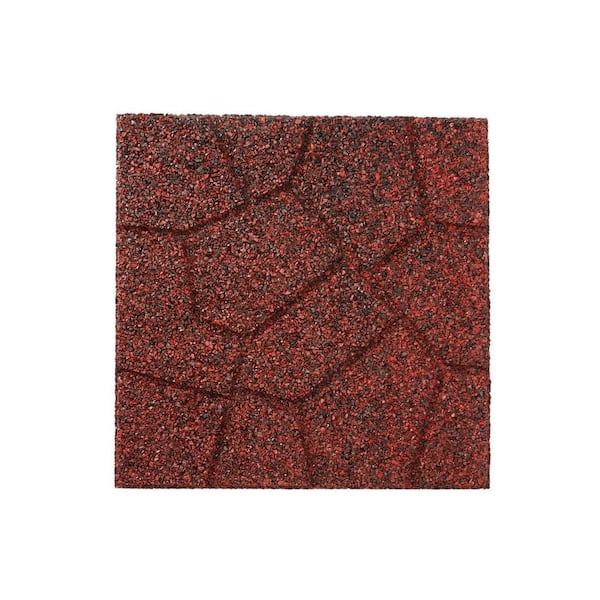 Vigoro 16 in. x 16 in. x 3/4 in. Black/Red Blended Dual-Sided Rubber Paver (9-Pack)