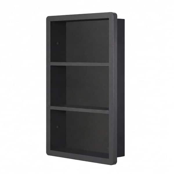 Recessed Medicine Cabinet 14x24 in Matte Black Rust-Proof 304 Stainless Steel Shower Niche with 2 Shelves