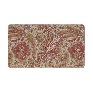 Rust and Green Paisley 17.5 in. x 32 in. Anti-Fatigue Wellness Mat