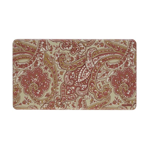 Laura Ashley Rust and Green Paisley 17.5 in. x 32 in. Anti-Fatigue Wellness Mat