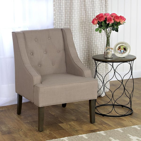 Homepop Tan Kate Tufted Swoop Arm, Swoop Arm Accent Chair