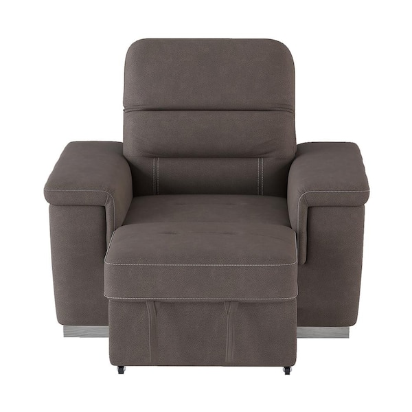 EVERGLADE HOME Wystan Taupe Textured Microfiber Accent Chair with Pull-out Ottoman