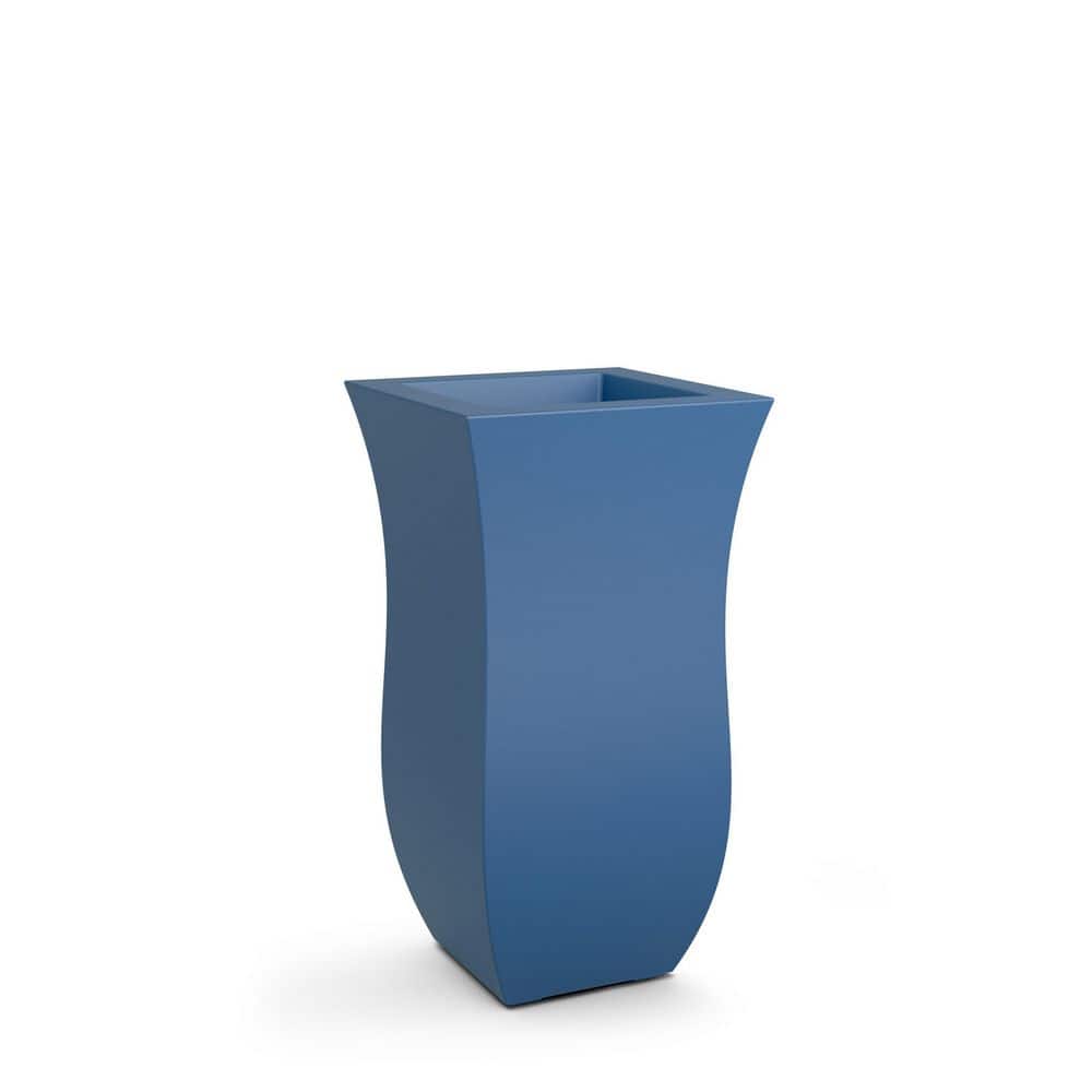 Valencia Neptune Blue Tulip-Shaped Tall Polyethylene Planter