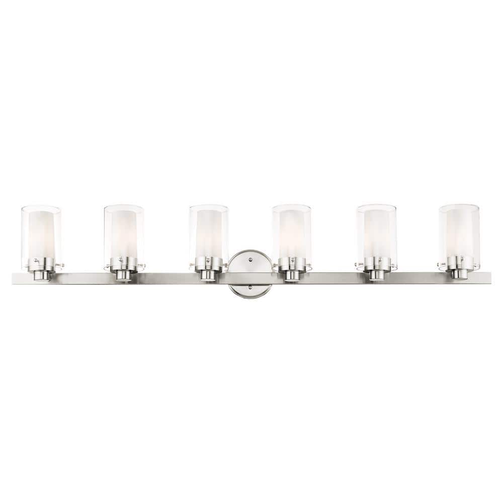 Brushed Nickel 6-Light Modern Bathroom Vanity Fixture