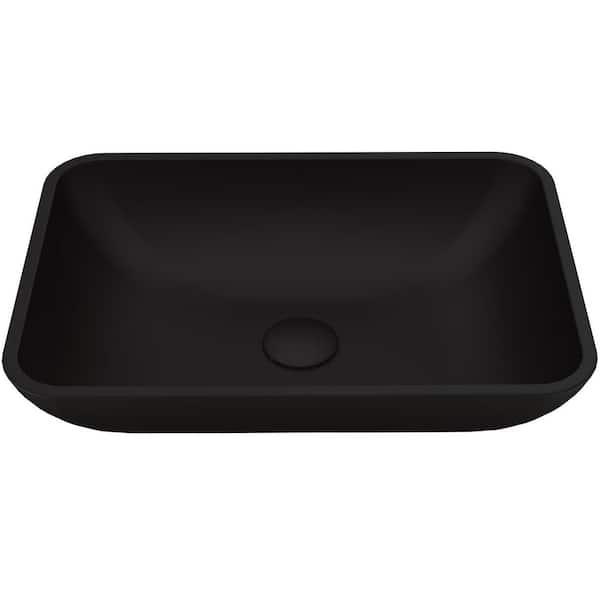 VIGO Matte Shell Sottile Black Glass 18 in. L x 13 in. W x 4 in. H