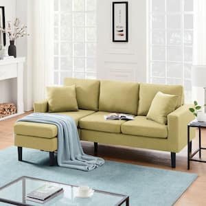 72 in. Square Arm 2-piece 4-Seater Removable Covers Sofa Set in Yellow