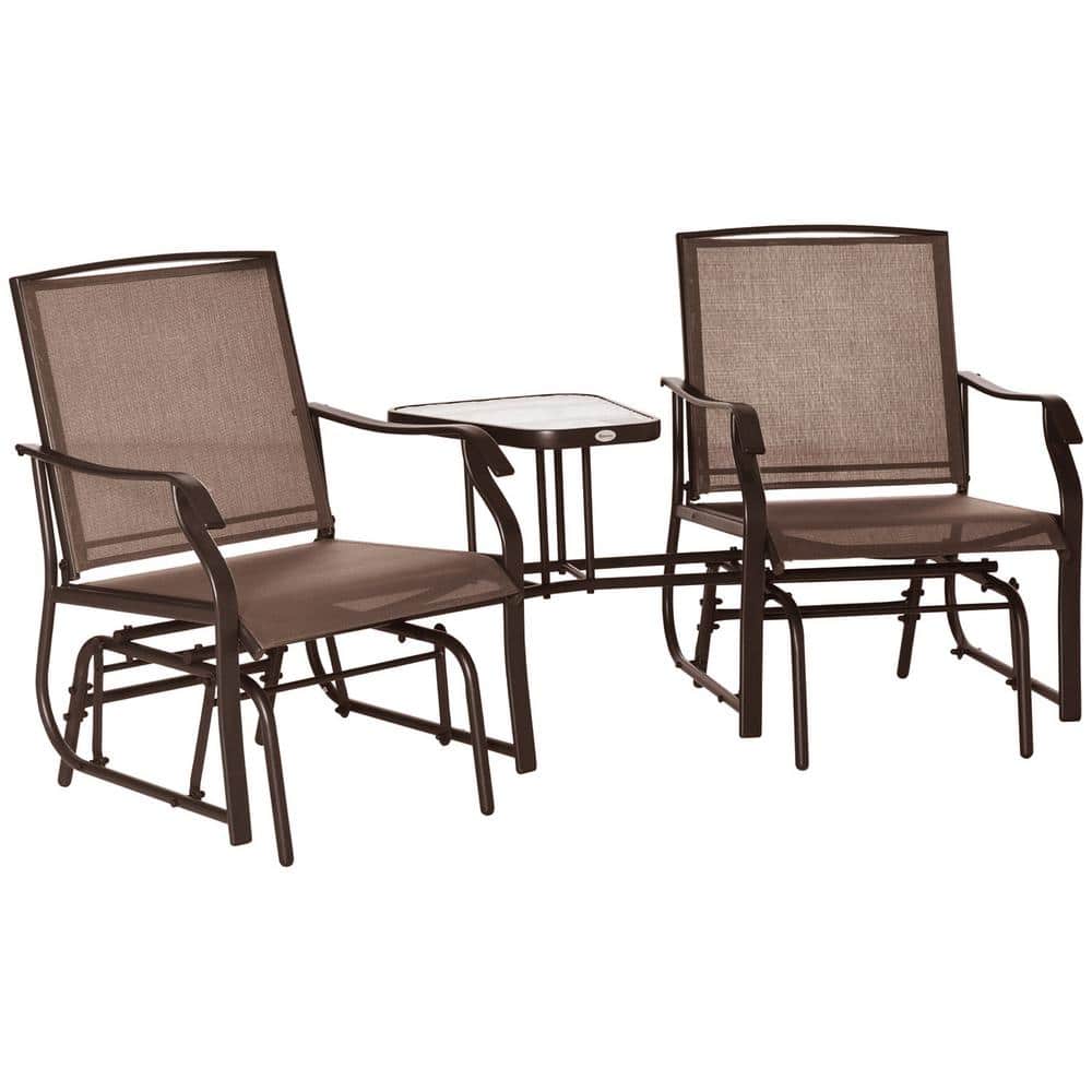 2-Piece Metal Patio Conversation 2 Seating Set with Coffee Table, Breathable Sling for Backyard, Garden and Porch- Brown price history on PriceWatchPro