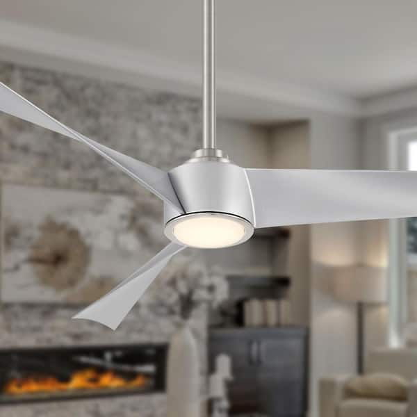 Pike 56 in. Indoor Brushed Nickel Low Profile Ceiling Fan with Integrated LED and Remote Control Included