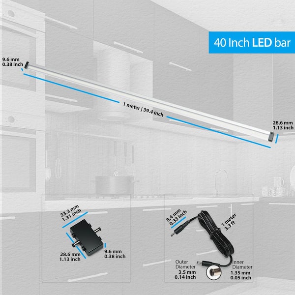 ESHINE 40 in. LED 3000K Black Under Cabinet Light No Sensor (No Power  Supply Included) EL1000PW The Home Depot