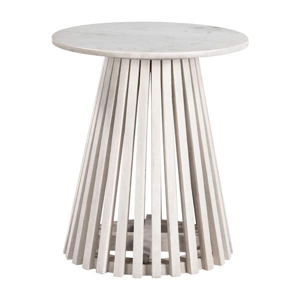 ZUO Mazara 18.9 in. W White 20.1 in. H Round Marble End Table