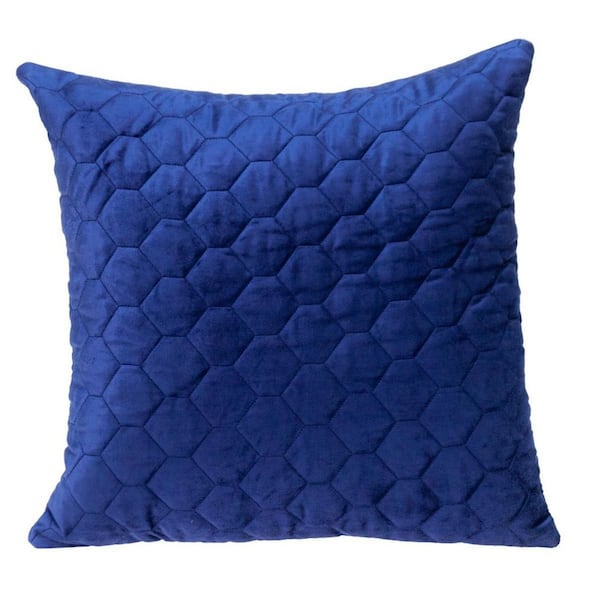 HomeRoots Blue Solid Polyester 20 in. x 20 in. Throw Pillow