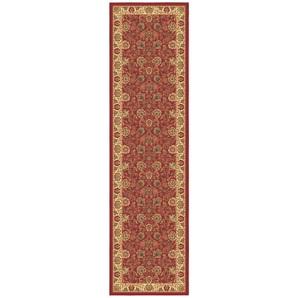 Ottomanson Ottohome Collection Non-Slip Rubberback Oriental Design 3x10 Indoor Runner Rug, 2 ft. 7 in. x 9 ft. 10 in., Dark Red
