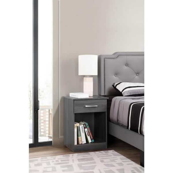 AndMakers Lindsey 1-Drawer Gray Nightstand (24 in. H x 18 in. W x 16 in. D)