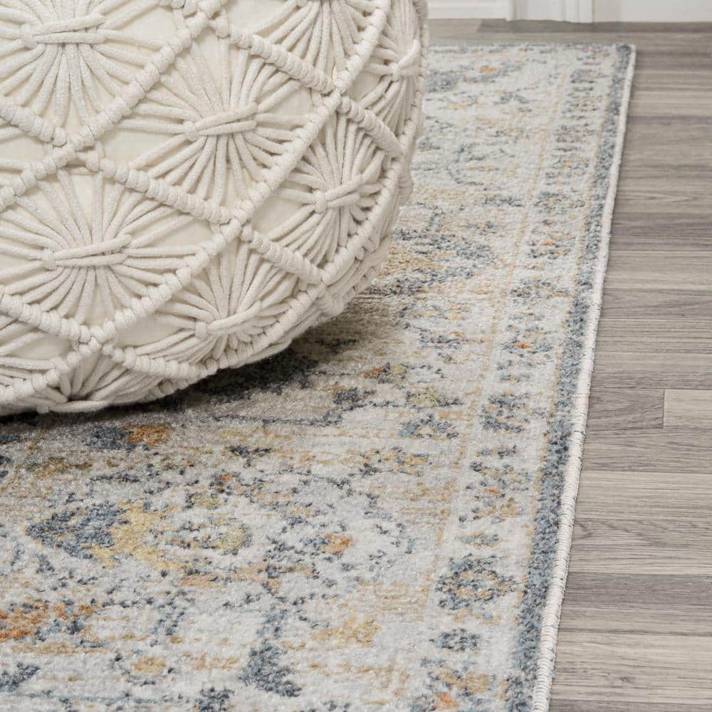 Dark Gray and Cream 8' x 10' Reversible Washable Synthetic Area Rug
