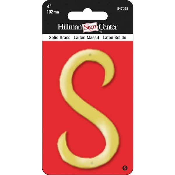 Hillman 4 in. Nail-On Brass Traditional Letter S