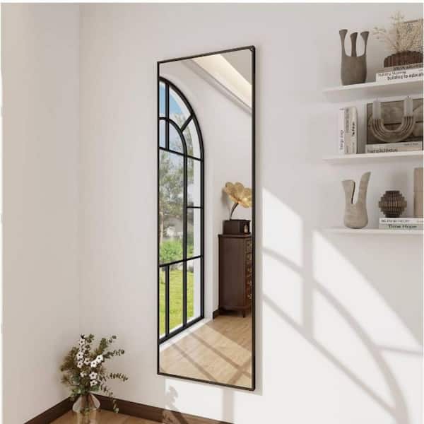 HOMLUX 16 in. W x 50 in. H Rectangular Framed Wall Bathroom Vanity Mirror in Black Decorative Modern Rust-Resistant