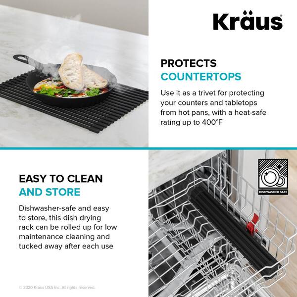 KRAUS Multipurpose Green Workstation Sink Roll-Up Dish Drying Mat