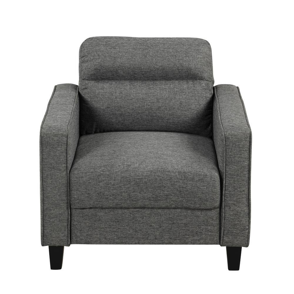 Gray Handcrafted Wood Frame Accent Chair with Plush Cushions