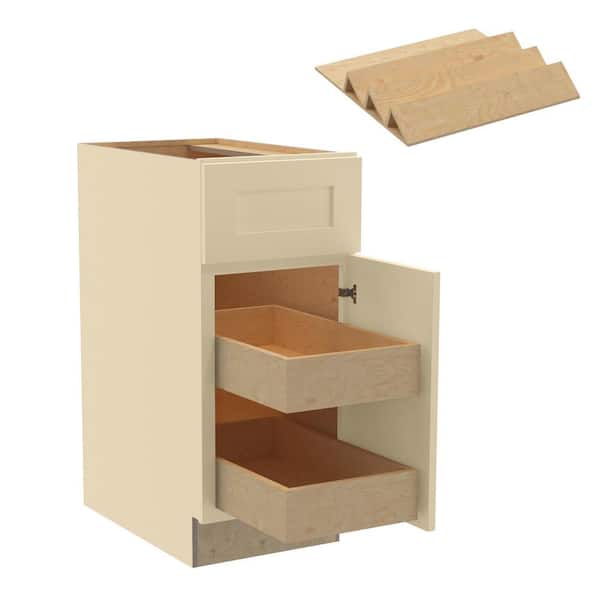 Home Decorators Collection Newport 15 in. W x 24 in. D x 34.5 in. H Assembled Plywood Base Kitchen Cabinet in Blended Cream with 2ROT Spice RH