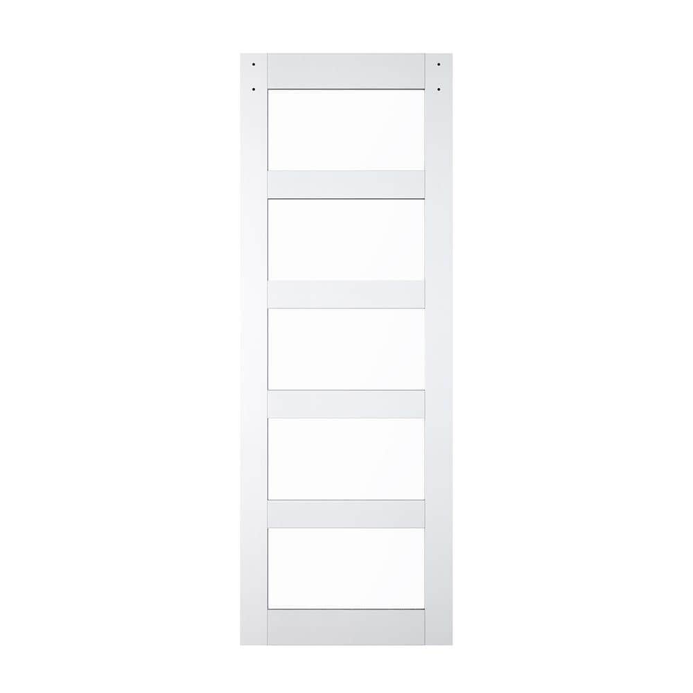 White Frosted Glass 30" x 84" Sliding Barn Door with Solid Hybrid Core