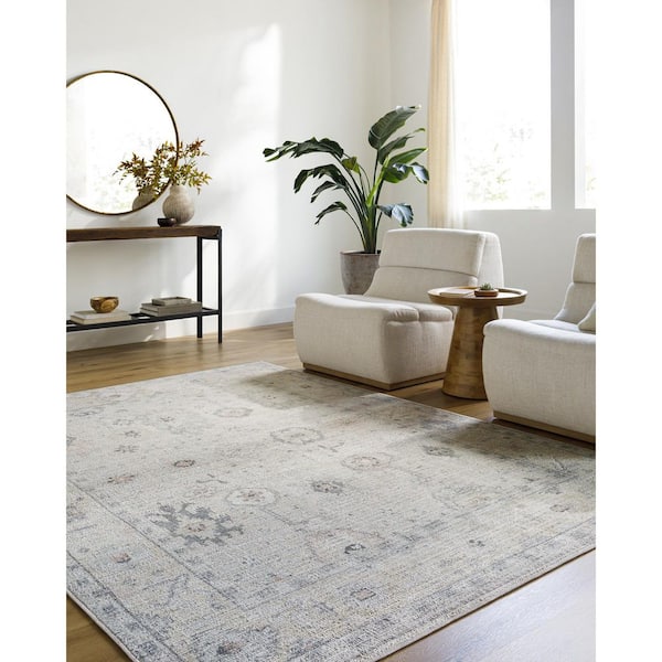 Marlon Gray Traditional Border 9 ft. x 14 ft. Area Rug