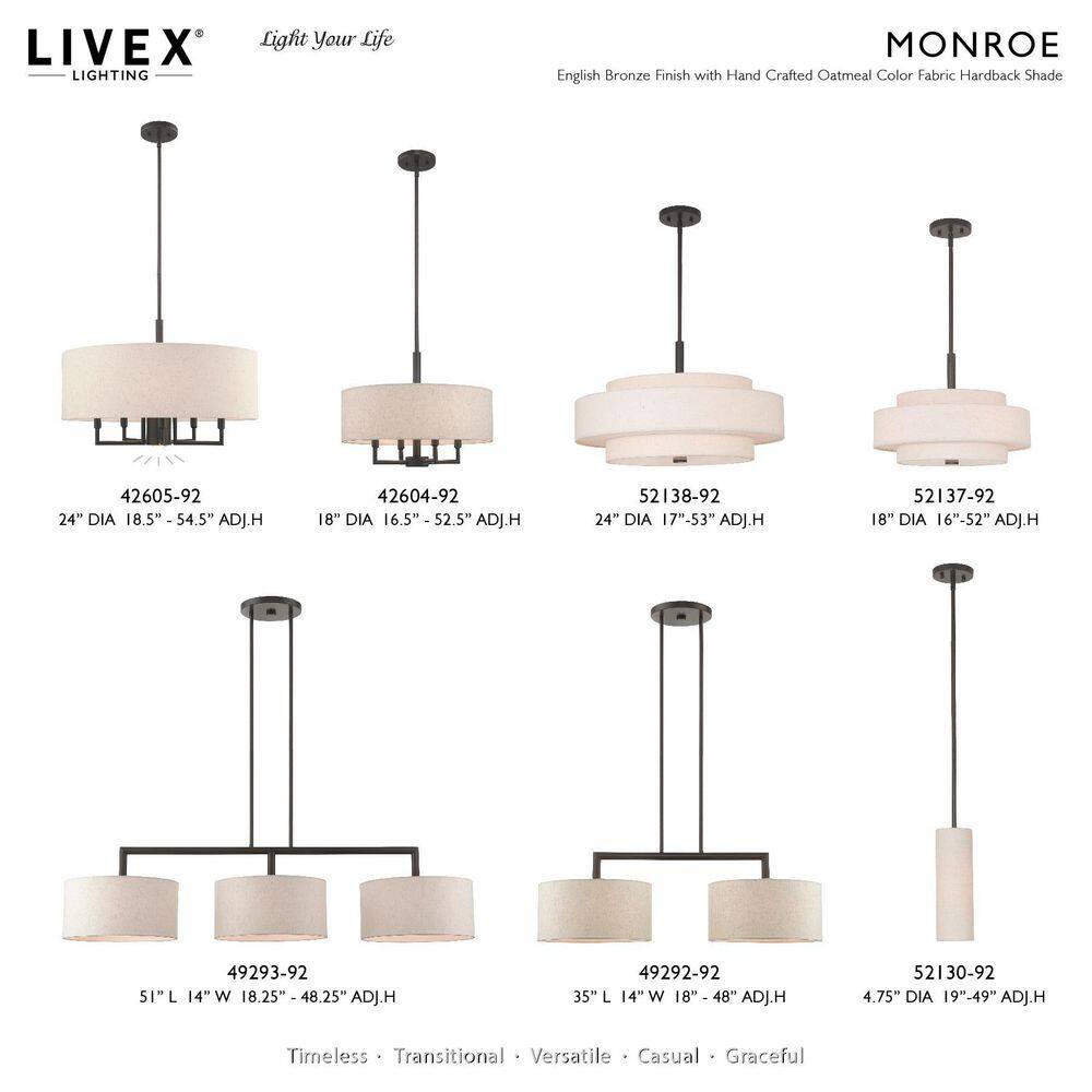 English Bronze 6-Light Modern Drum Pendant Chandelier