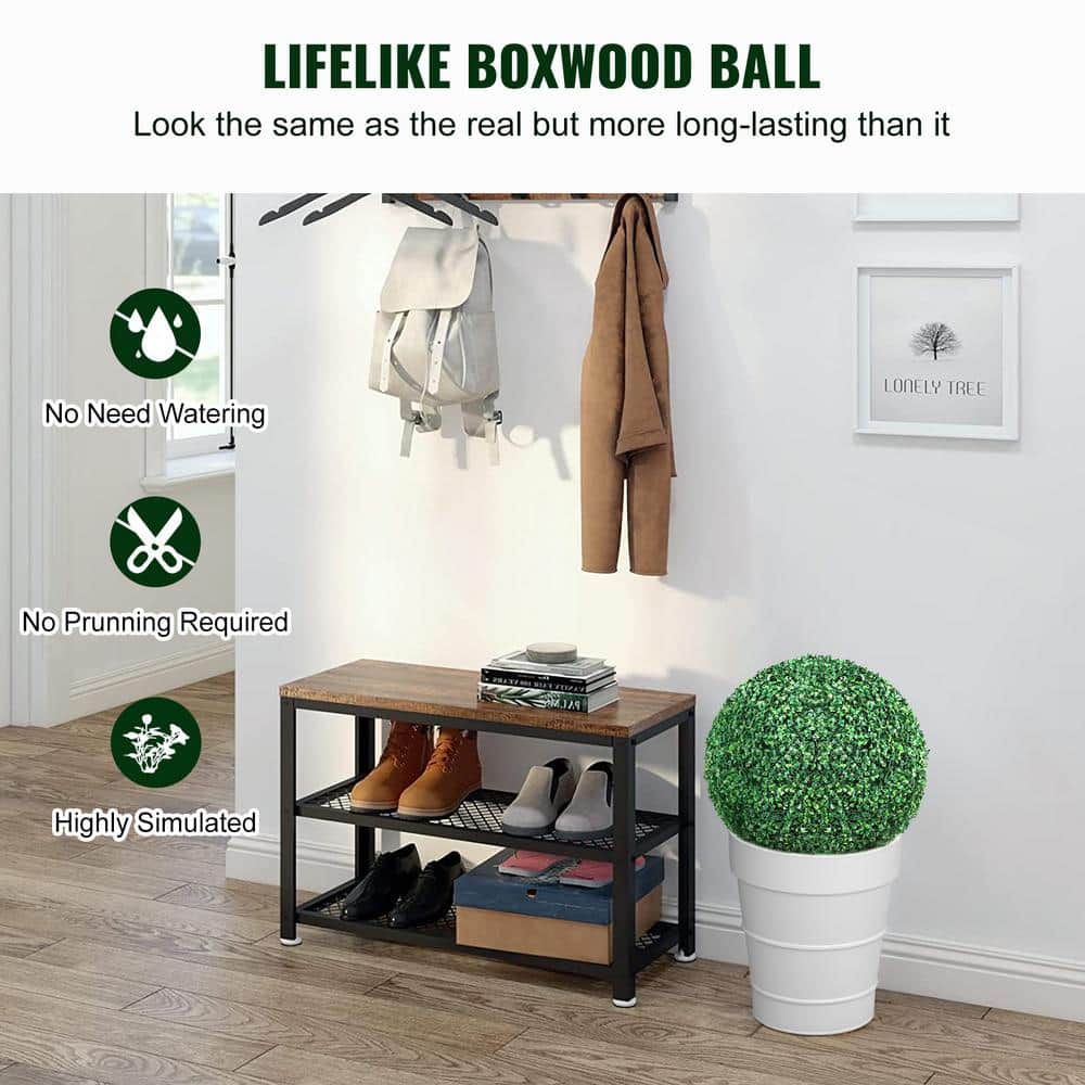20'' Green Plastic Boxwood Topiary Balls with LED Lights