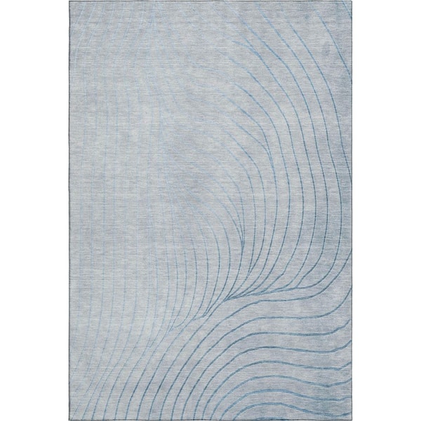 Mayfield Premium Machine Washable Abstract AMF2107 Sky 10 ft. x 14 ft. Area Rug