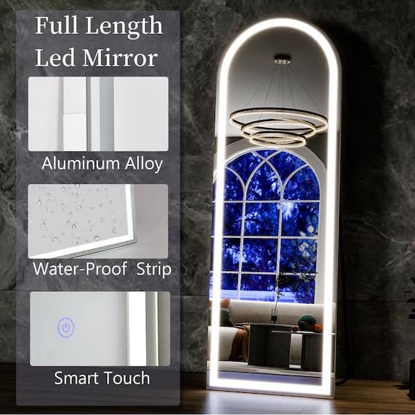 XRAMFY 20 in. W x 63 in. H LED Light Arched White Aluminum