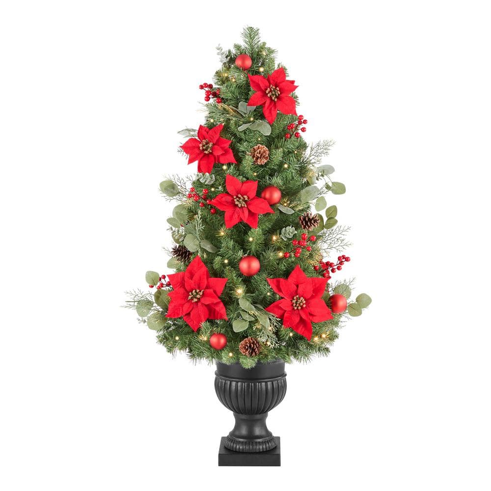 4.5 ft. Pre-Lit LED Berry Bliss Potted Artificial Christmas Tree