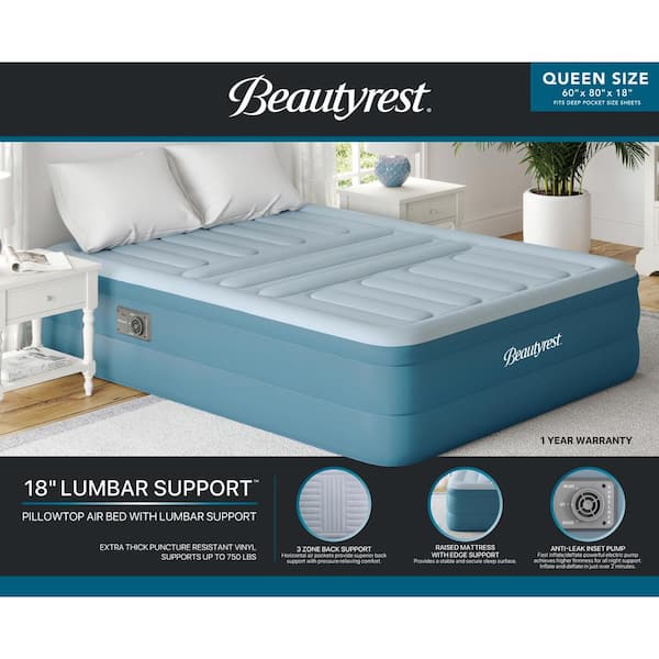 Beautyrest Beautyrest Lumbar Support 18 Queen Air Mattress with Built-in  Pump HDB0217LQN - The Home Depot
