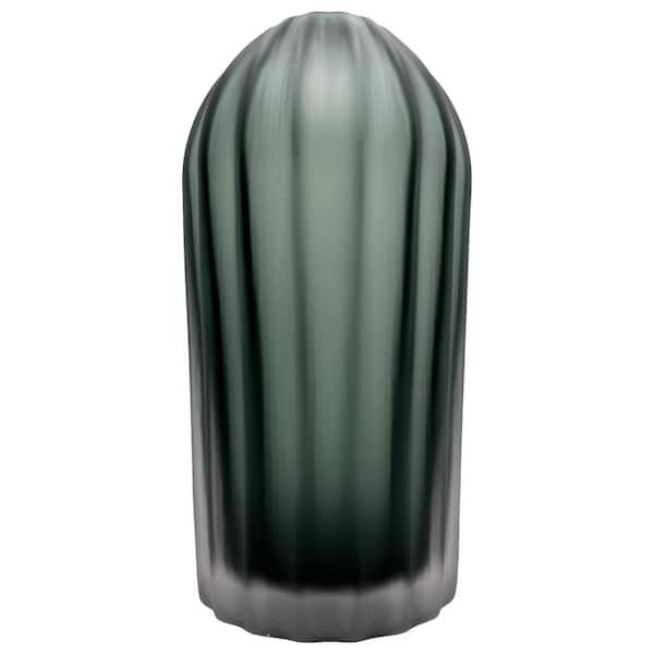 castellousa 12 in. Smoke Sandblaste Bud Glass Vase