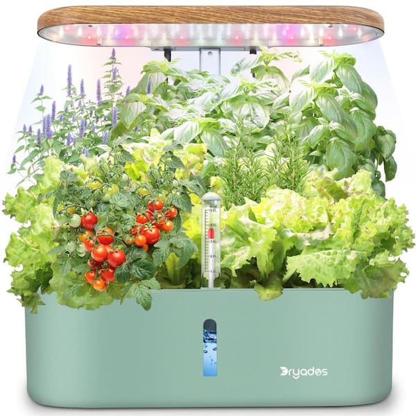 12-pod indoor aeroponic hydroponic planter with LED light for