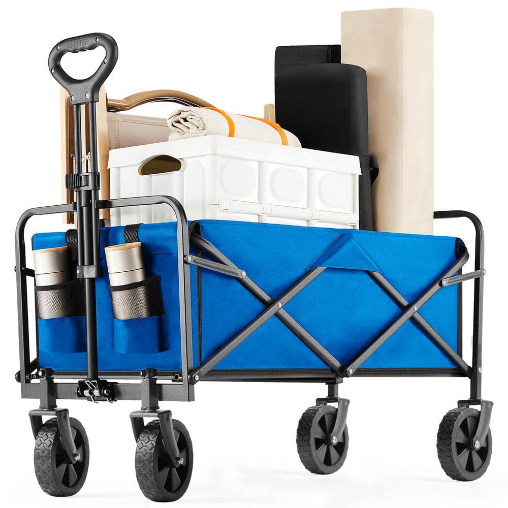 2 cu. ft. Blue Steel Outdoor Garden Cart Multi-Purpose Micro Collapsible Be