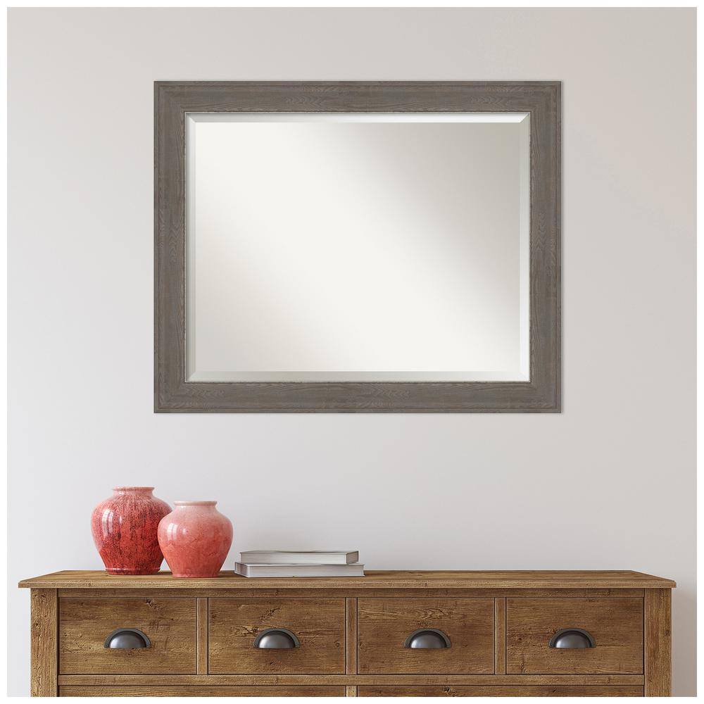 Alta Brown Grey Woodgrain and Silver Edge Full-Length Mirror