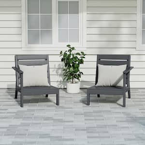 Birchwood Outdoor Patio 2-Piece Deep Seating HDPE Sectional Loveseat Arm Chairs Set in Gray